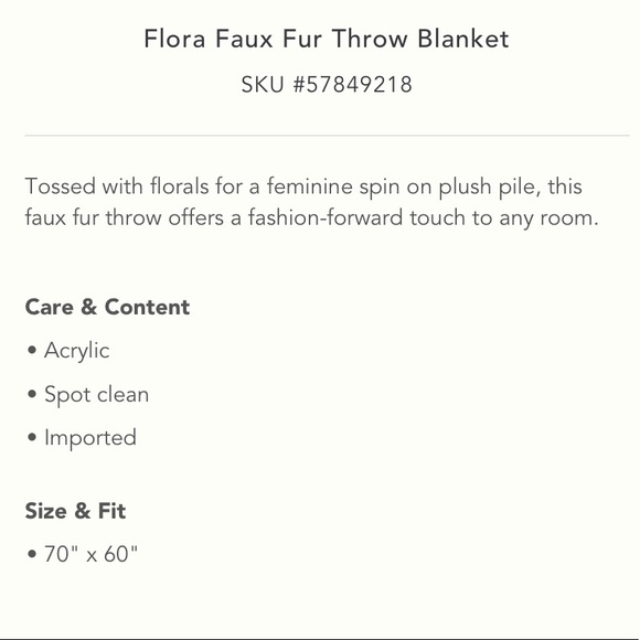 Anthropologie Flora Faux Fur Throw Blanket - Picture 3 of 11